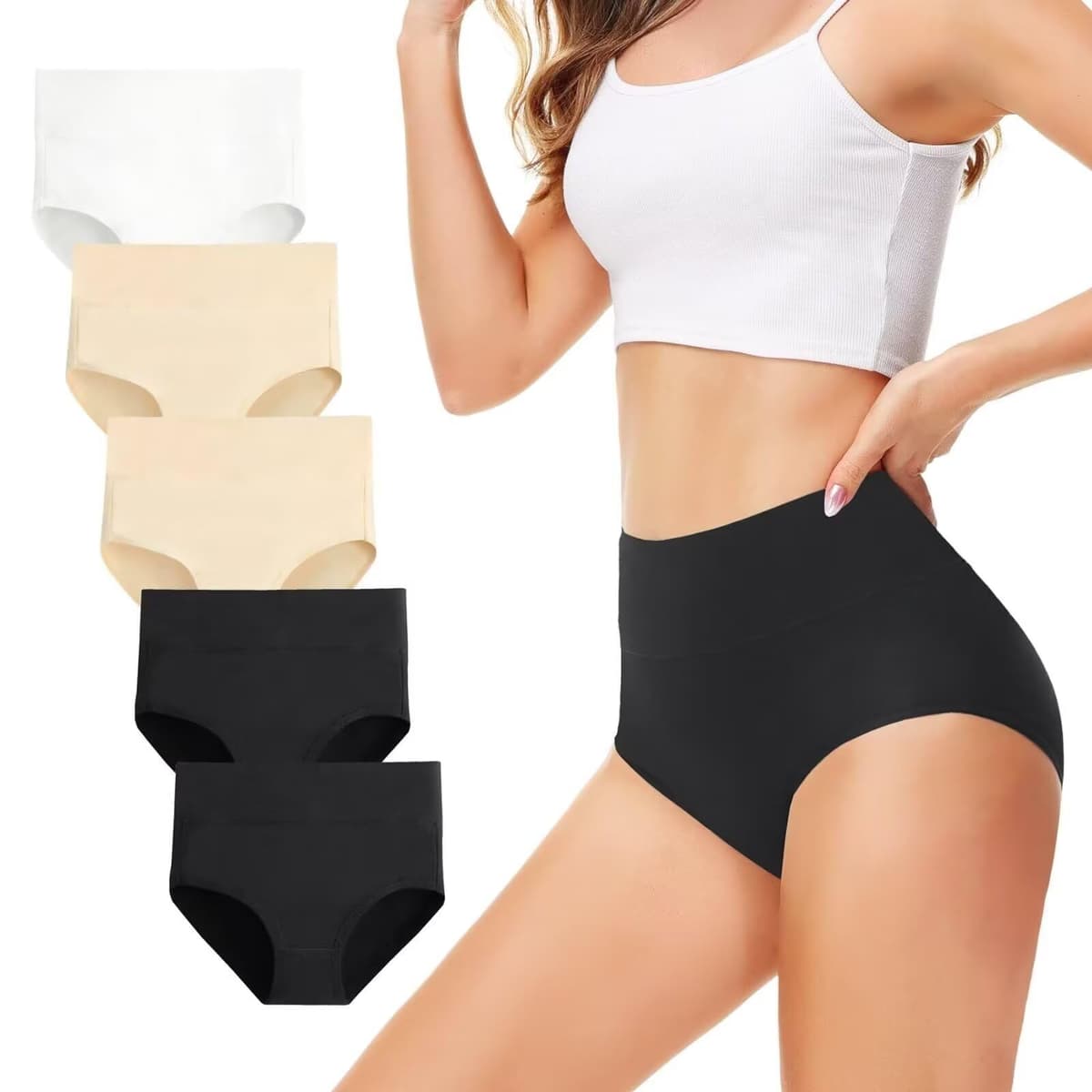 Underwear Women High Waisted Knickers for Women 5 Pack Ladies Full Briefs Soft Cotton Pants No Itchy Labels — view 12