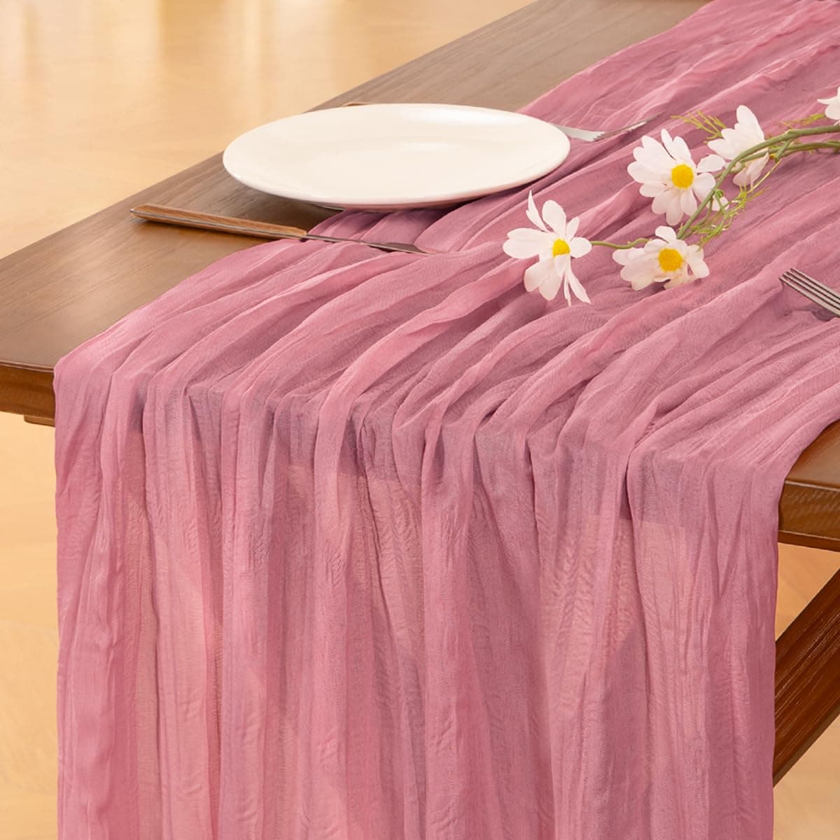 Socomi Beige Cheesecloth Table Runner Easter Spring Boho Rustic Gauze 120 inch 10FT Cheese Cloth Runner for Wedding Party Baby Shower Birthday Home Decor Holiday Decorations — view 40