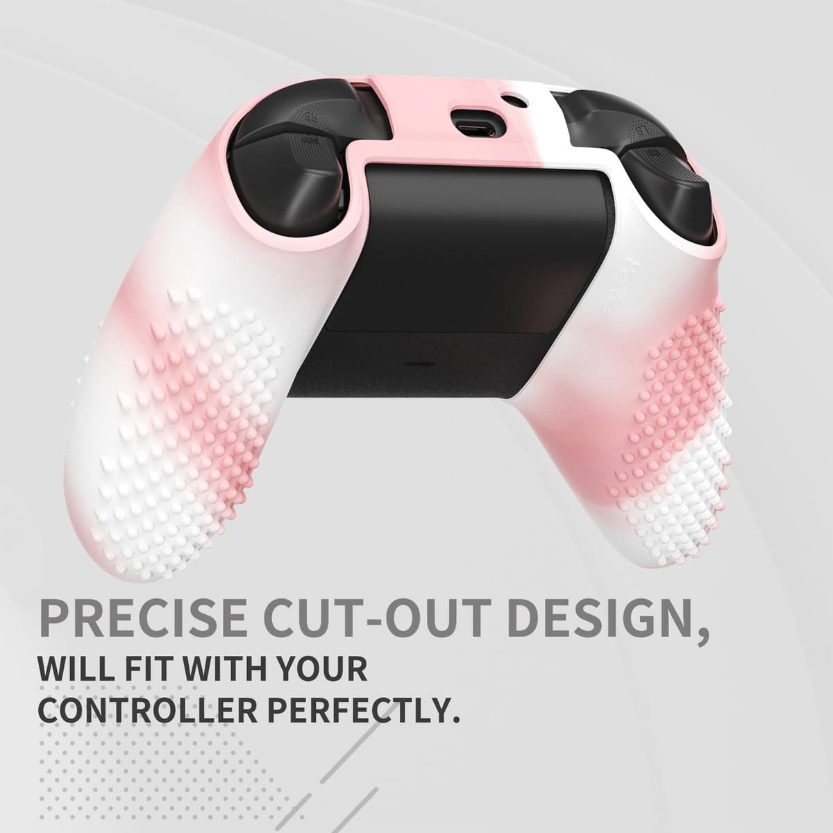 eXtremeRate PlayVital 3D Studded Edition Anti-Slip Silicone Cover Skin for Xbox Series X Controller, Soft Rubber Case Protector for Xbox Series S Controller with Thumb Grip Caps - Pink White — view 3