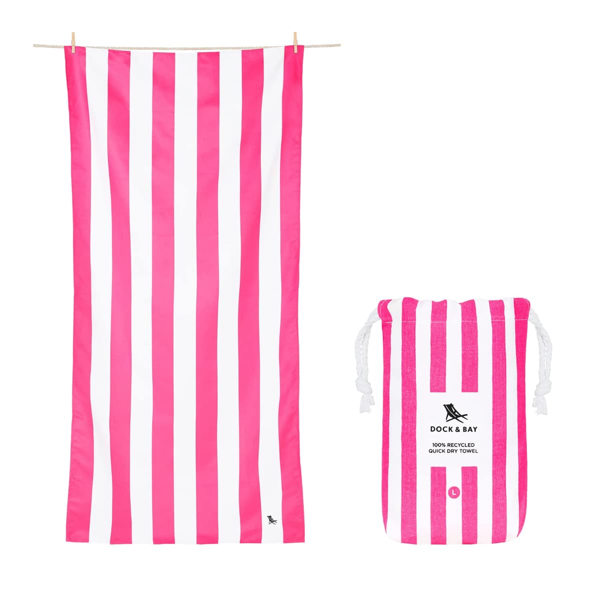 Dock & Bay Beach Towel - Quick Dry, Sand Free - Compact, Lightweight - 100% Recycled - Includes Bag - Cabana - Whitsunday Blue - Large (160x90cm, 63x35) — view 53