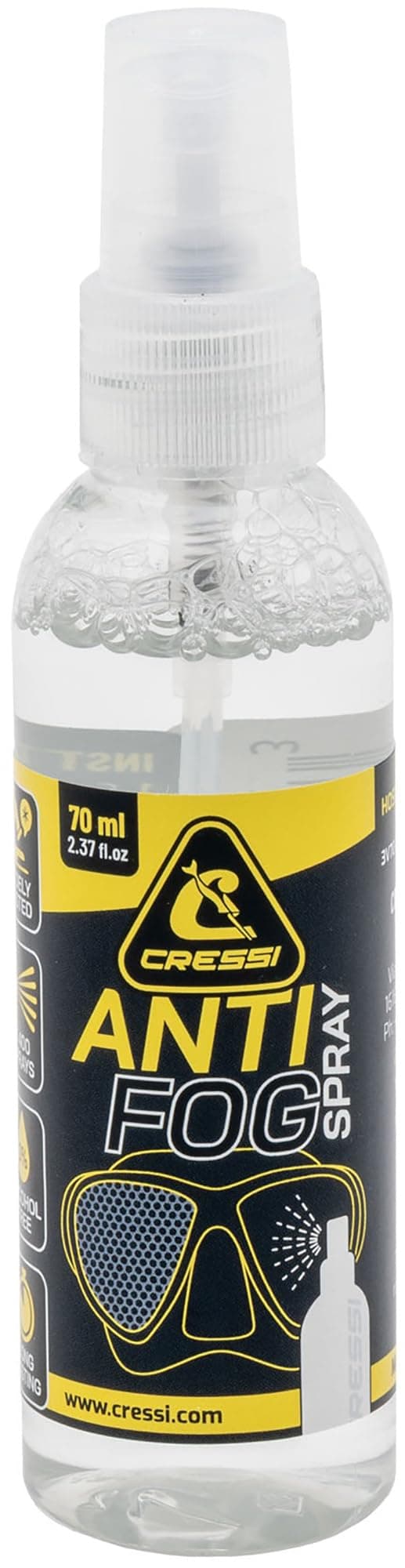 Cressi desde 1946 - Premium Anti Fog Spray 70 ml para Máscaras de Buceo y Gafas de Natación, Transparente, 1 Paquete de 70 ml, Adulto Unisex — view 2