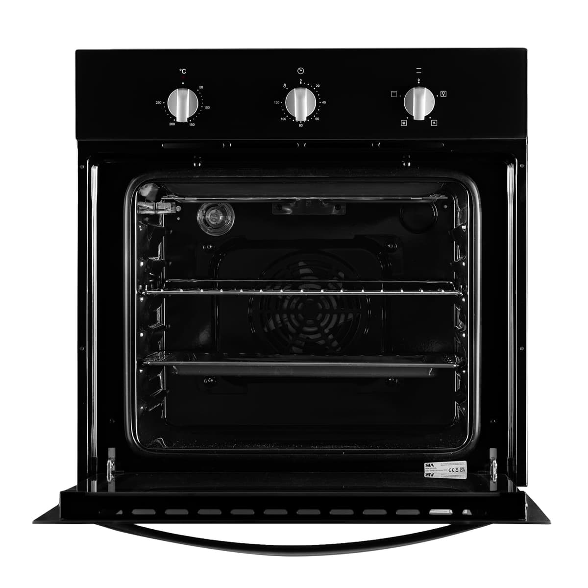 SIA FSO59BL Built-in Single Electric Fan Oven and Grill, Multi-function With Timer, A Energy Rating, Black, 2 Years Parts & Labour Guarantee — view 3