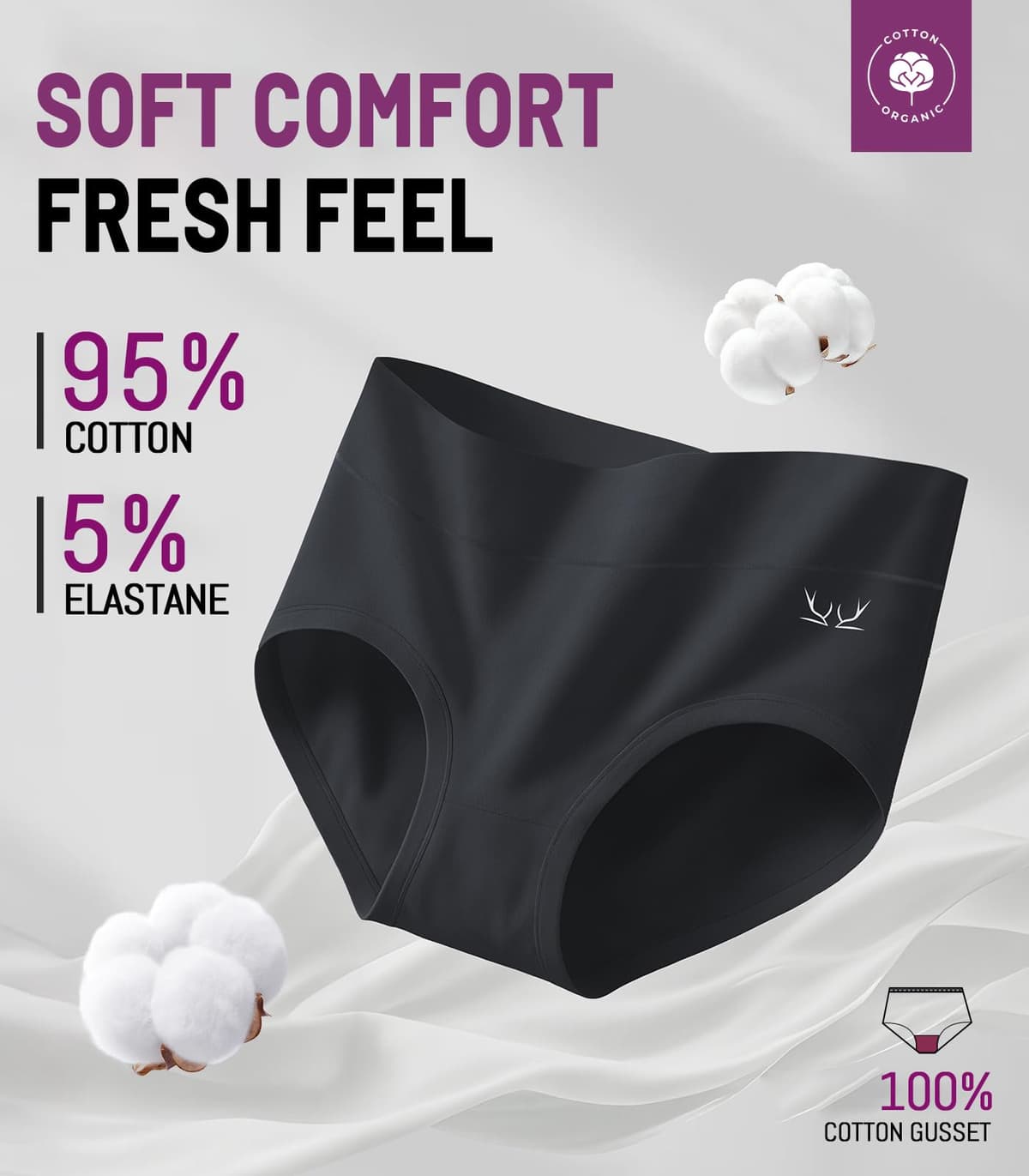 TANSTC Women’s Knickers – High Waist Cotton Underwear for Women, Soft Ladies Briefs with Tummy Support – Knickers for Women Multipack of 5 — view 5
