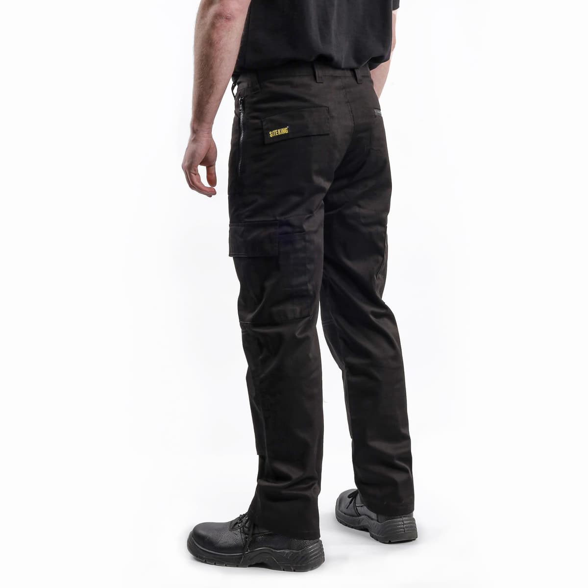 SITE KING Mens Multi Pocket Cargo Combat Work Trousers Size 28 to 52 with Knee Pad Pockets, Black Cargo Trousers for Men UK, Utility Work Trousers Men. — view 3