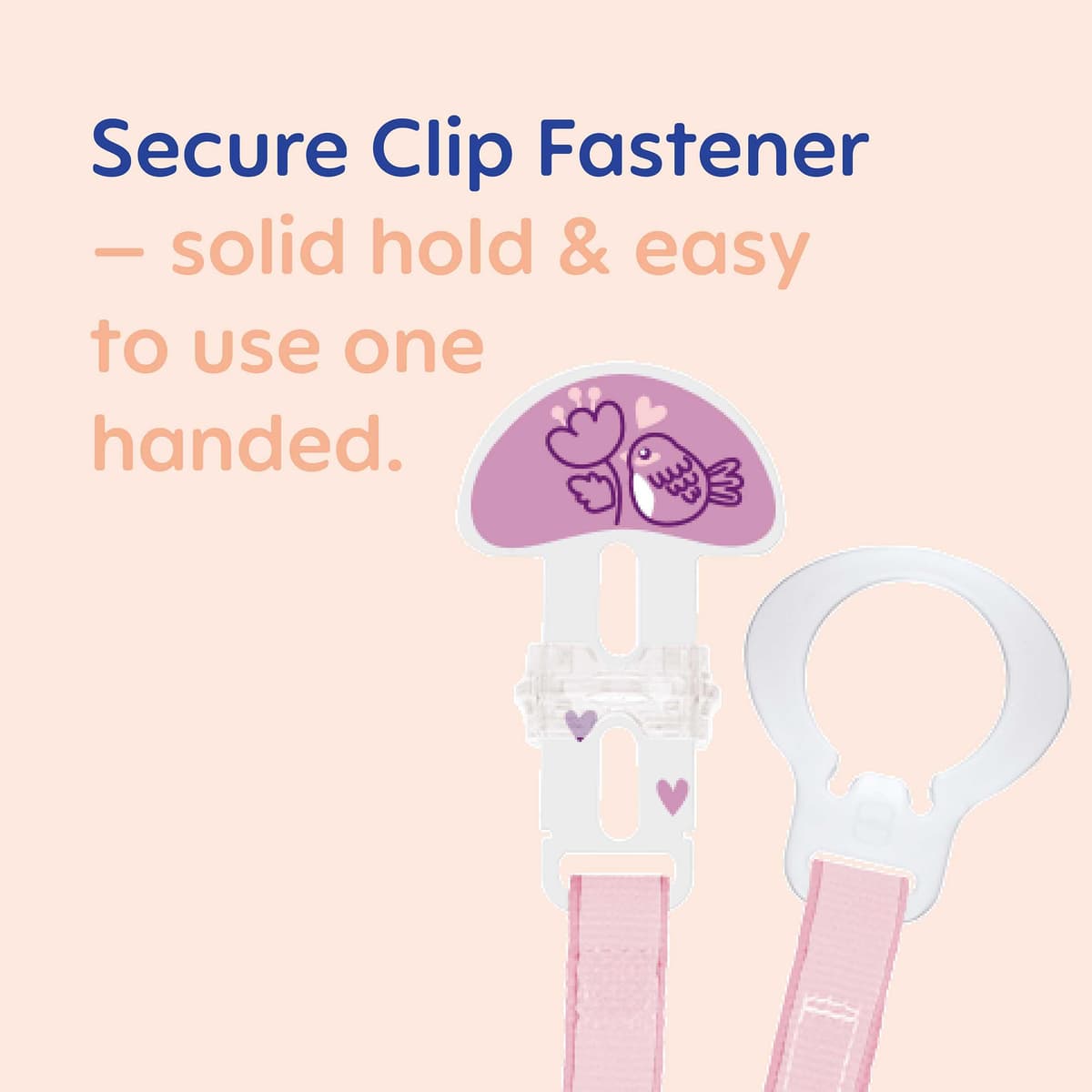 MAM Dummy Clip | 2 Pack | Baby Soother Clips Fit All MAM Soothers | Adjustable Length and Lightweight Design | Baby Accessories | Cream Strap | Dummies Not Included — view 3