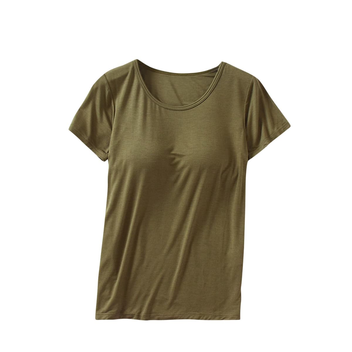 Womens Shirts with Built in Bra Short Sleeve Shirts Summer Casual Athletic Workout Yoga Shelf Bra Padded T Shirts Tops — view 13