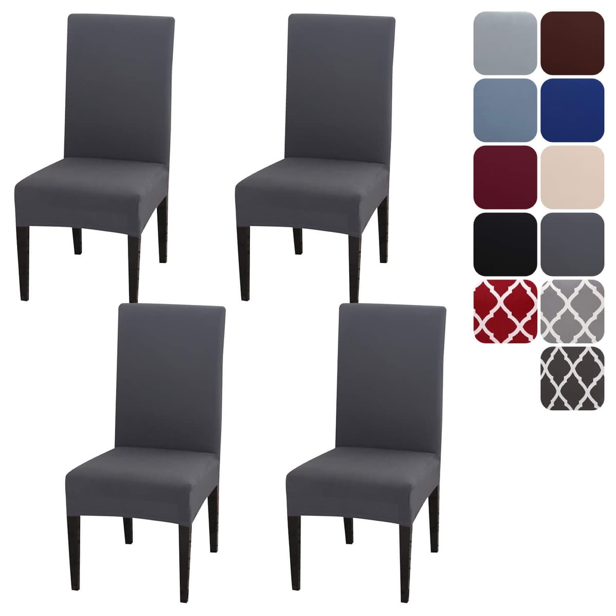 Dining Room Chair Covers Slipcovers Set of 4, Stretch Removable Washable Dining Chair Protector Decoration Cover Seat Slipcover for Hotel, Ceremony, Banquet, Kitchen, Restaurant, Home