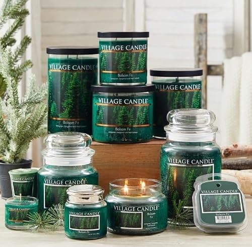 Village Candle Balsam Fir Large Apothecary Jar, Scented Candle, 21.25 oz., Green — view 2