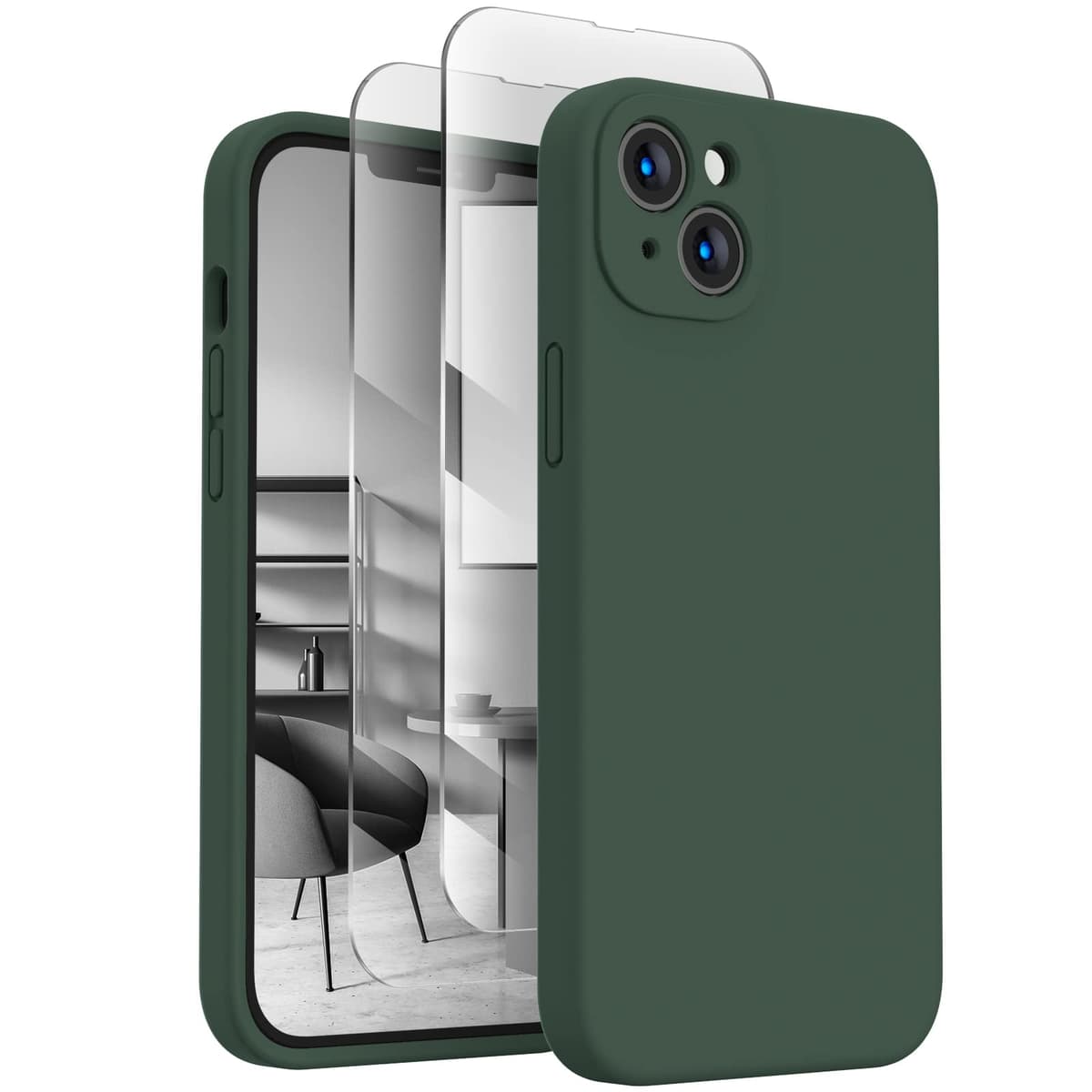 FireNova Designed for iPhone 13 Case, Silicone Upgraded [Camera Protection] Phone Case, Soft Anti-Scratch Microfiber Lining Inside, 6.1 inch, Alpine Green