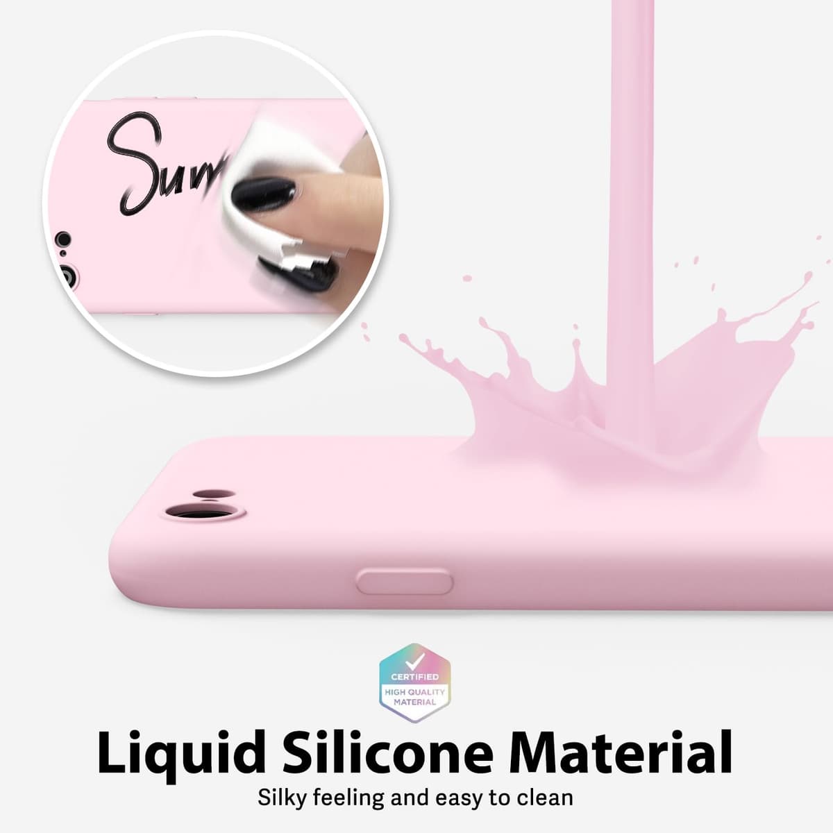 oakxco for iPhone 17 Pro Max Phone Case Liquid Silicone, Cute Thin Slim Grip Soft Rubber Gel for Women Men, Smooth Matte TPU Plain Solid Color Girly Simple Case with Camera Cover, Light Pink — view 976