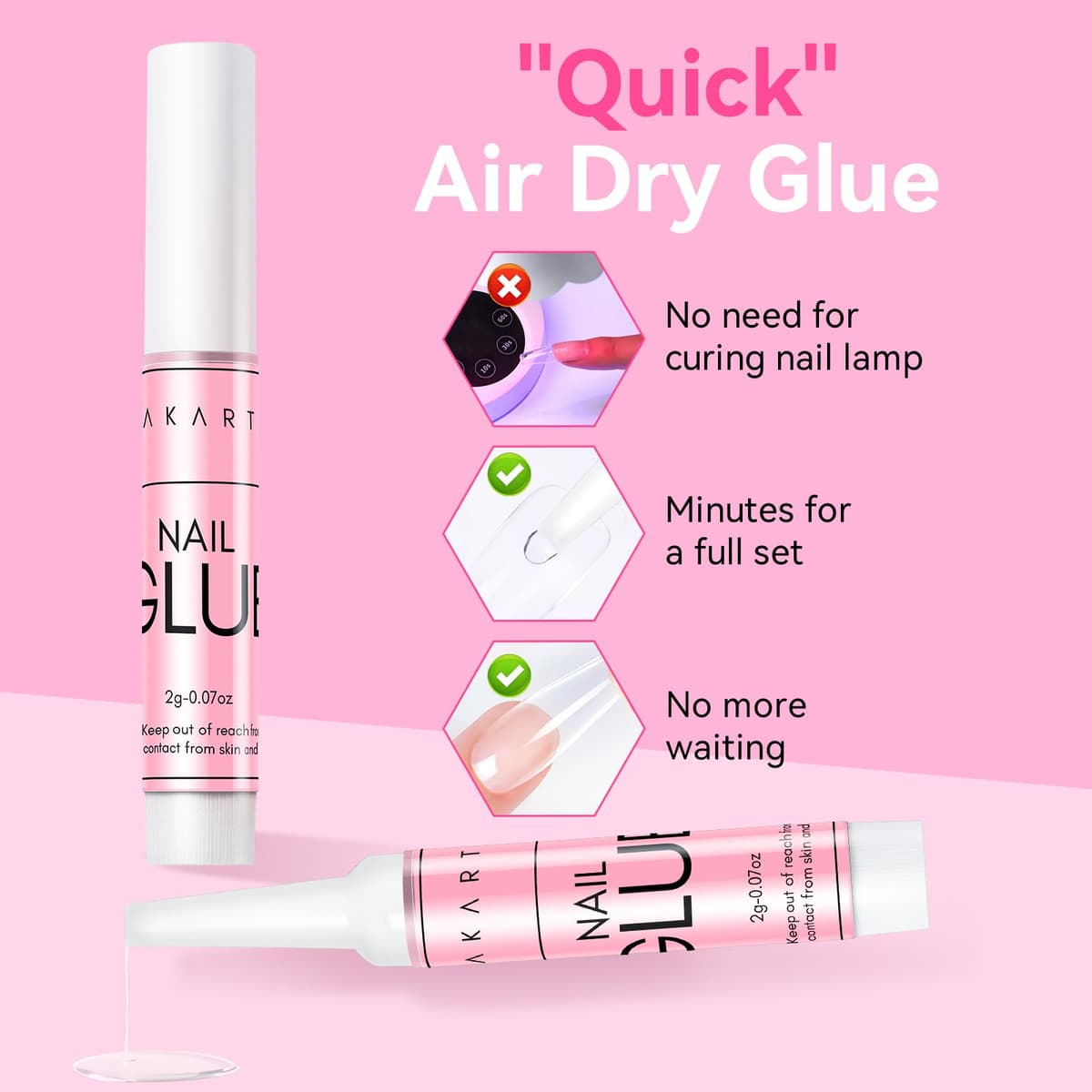 Makartt Nail Glue Extra Strong for Nail Tips, 5s Dries Quickly, 10Pcs Press on Nail Glues for Acrylic Nails and Broken Nails, Professional Super False Nail Glue Long Lasting, No Nail Lamp Needed — view 8