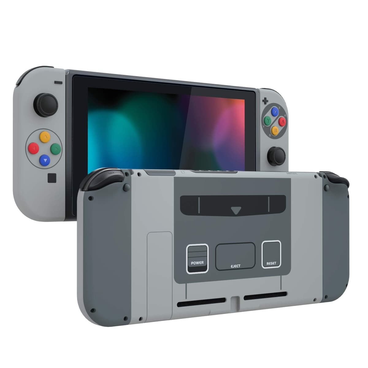 eXtremeRate Back Plate for Nintendo Switch Console, NS Joy con Handheld Controller Housing with Full Set Buttons, DIY Replacement Shell for Nintendo Switch - Chrome Gold — view 25