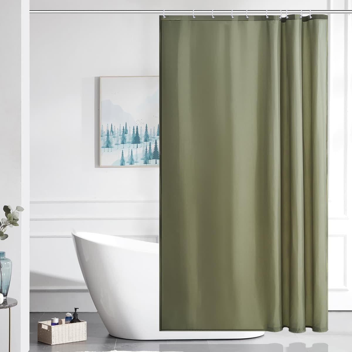 Furlinic Navy Shower Curtain Anti Mould Resistant Waterproof Bathroom Curtains Washable Polyester Fabric 90x180cm with Weight Tape for Bath Wet Room 35x72 Inch. — view 206