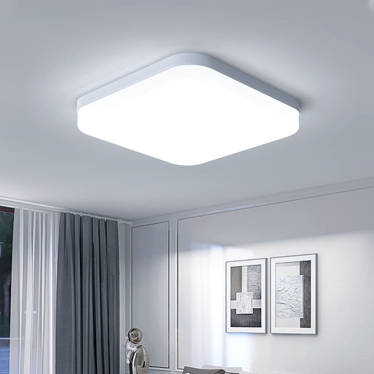 EASY EAGLE LED Lámpara de Techo 48W 4800LM Moderna Cuadrada Plafón Luz Led 6500K Lámpara Panel IP44 Impermeable para Baño Sala Dormitorio Cocina Oficina Comedor Ø30CM — view 32