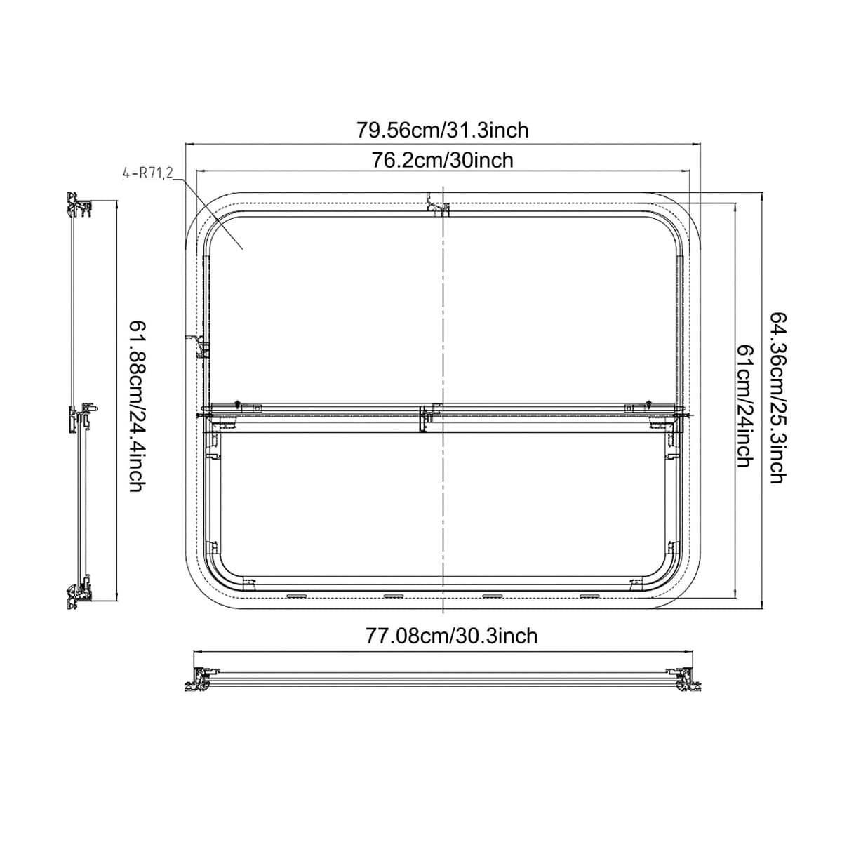 2 piezas de repuesto para ventanas de caravana | Ventana corredera vertical | Ventana de caravana | Ventanas de autocaravana con anillos de moldura rectangulares, protección solar y protección contra — view 3