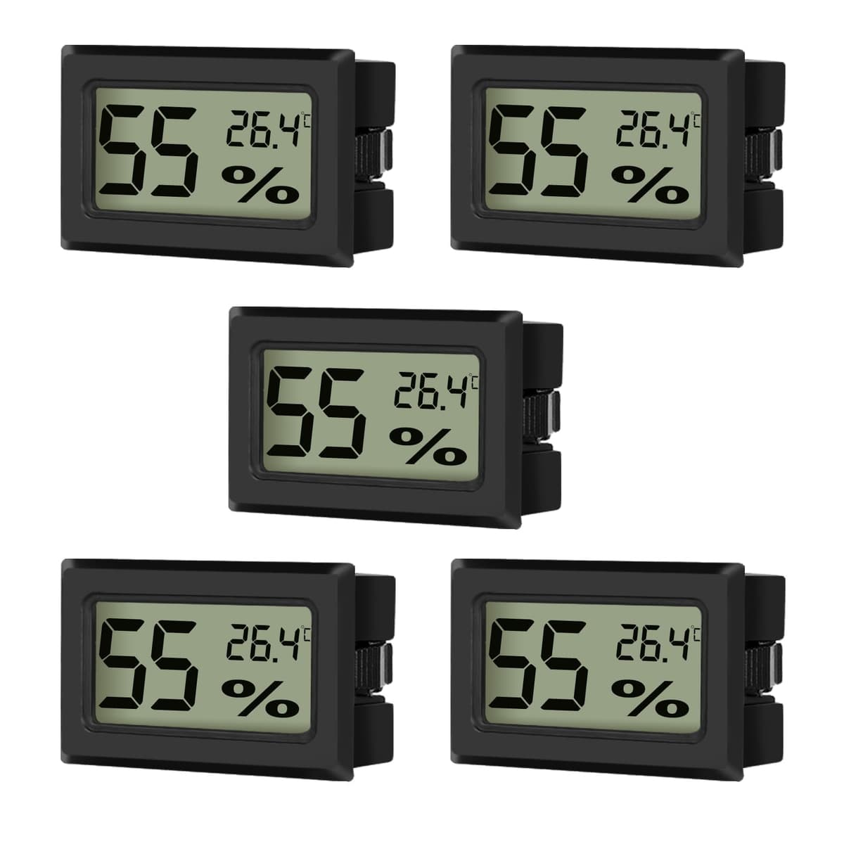 EEEKit Higrómetro Termómetro Digital, Pack de 5 Medidores de Temperatura y Humedad, Mini Higrómetro para Interior y Invernadero