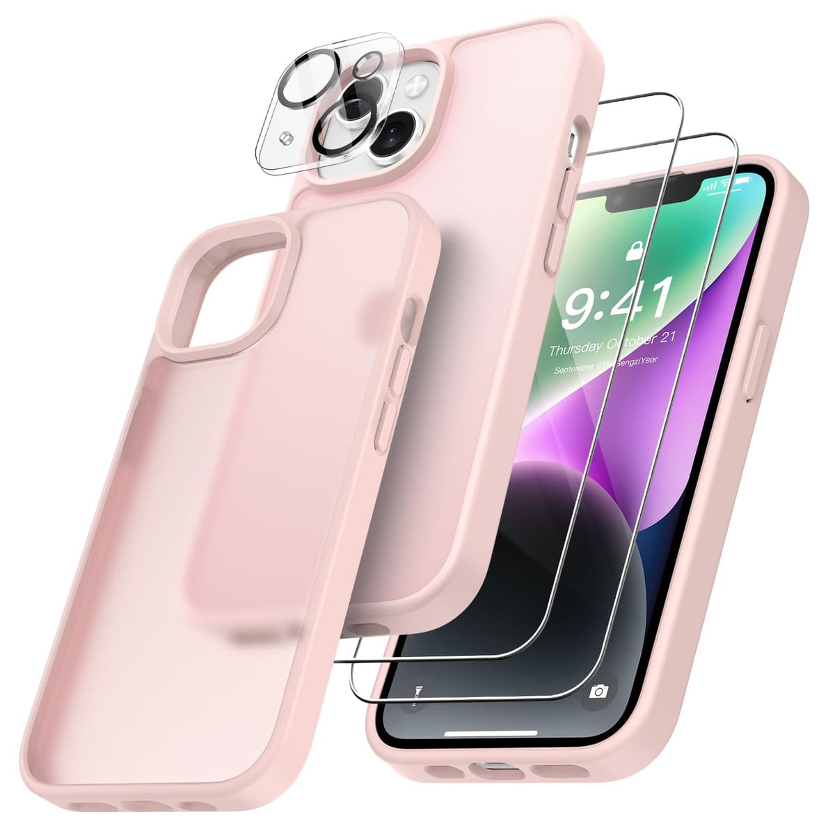 FLLAO 4 en 1 Funda para iPhone 15 con 2 Protector Pantalla y 1 Protector Lente Cámara, [Almohadilla de Aire integrada] Antigolpes Antiarañazos Carcasa 6,1 Pulgadas, Transparente — view 92