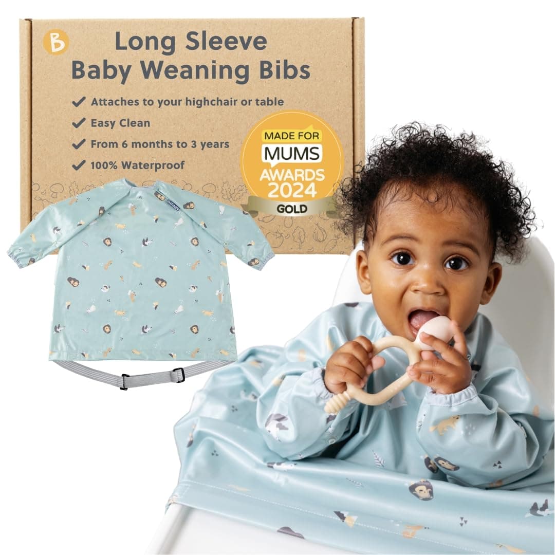 BIBaDO - Long Sleeve Baby Bibs - Babies & Toddlers 6-36 Months - Coverall Weaning Bib - Easy Wipe Clean & Soft Fabric - Attach to Highchair & Tables - Waterproof - Machine Washable — view 22