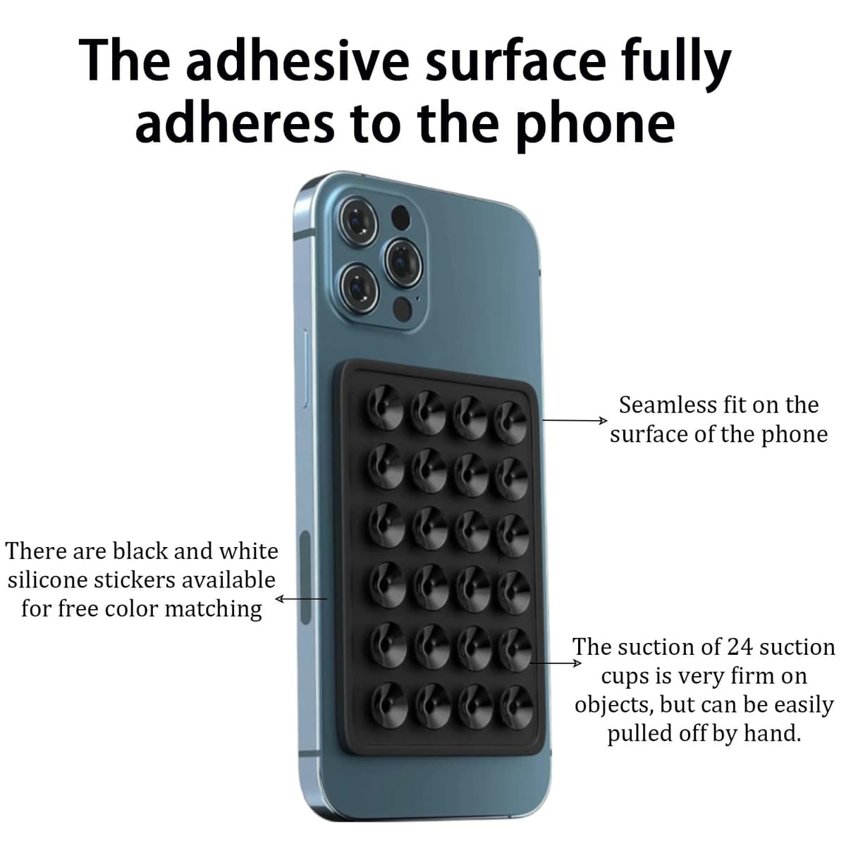 4 Suction Cup Holders for Mobile Phone, Silicone Phone Holder Suitable for 4 Packs of Silicone Suction Cups for All Models of Mobile Phones, Silicone Suction Cup for Car (NEG — view 6