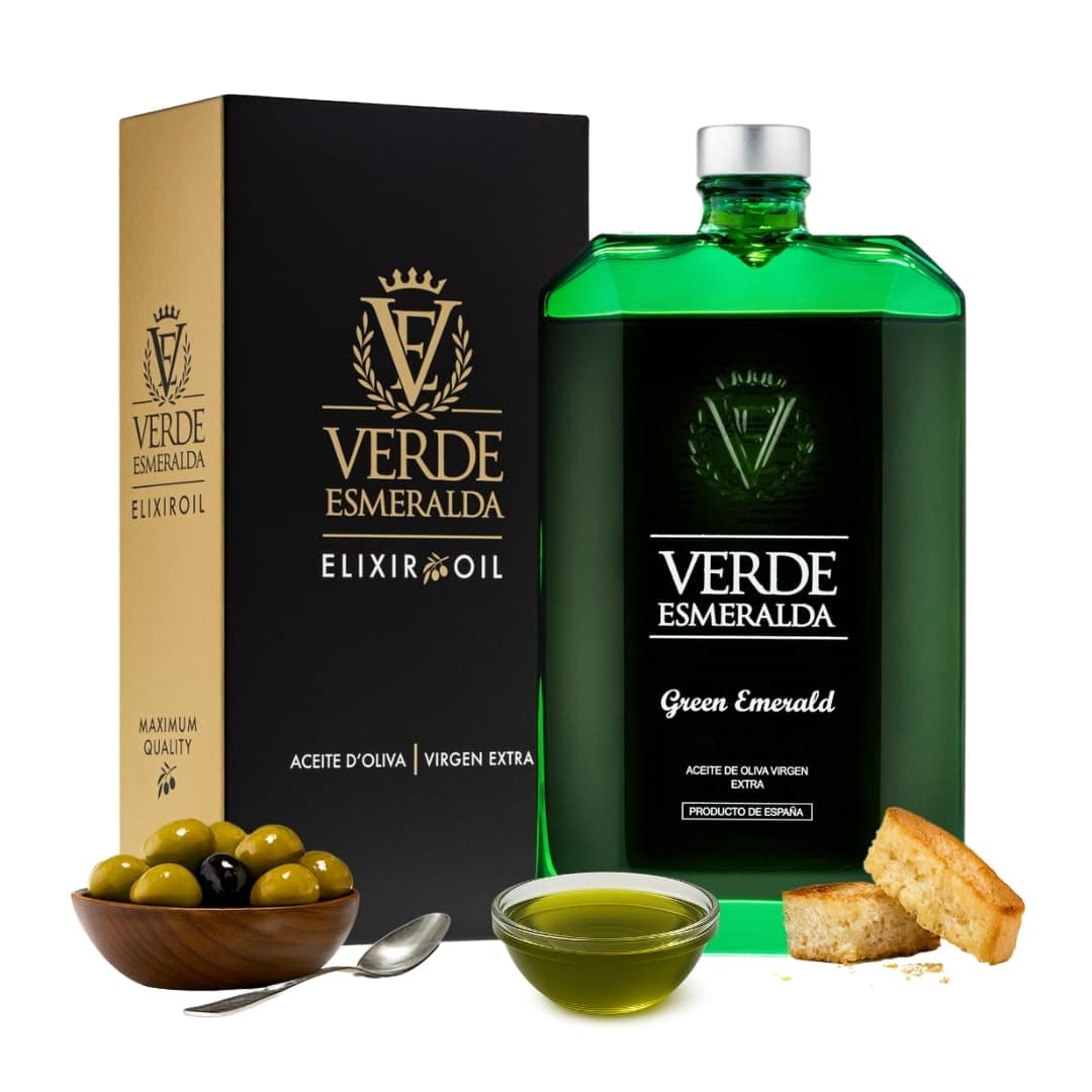 Verde Esmeralda Aceite de Oliva Virgen Extra Picual Premium – Línea Gemas España-Jaén, 500ml | AOVE monovarietal filtrado Sierra de Cazorla, afrutado intenso, hierba fresca, tomatera y almendra