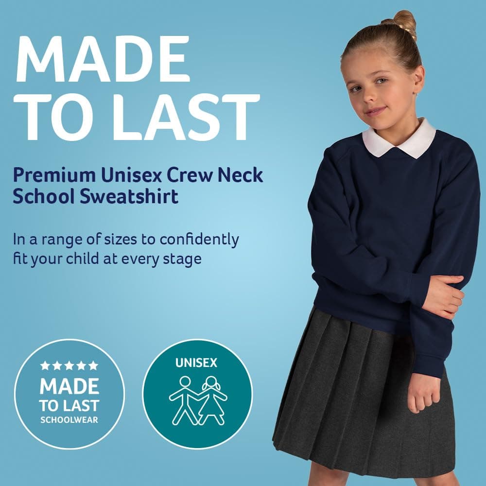 Trutex Crew Neck School Sweatshirt (1-16+ Years), Unisex Uniform Boys and Girls, Standard Fit Jumpers for Boys and Girls, Sweatshirt Kids - Genuine School Uniform — view 4