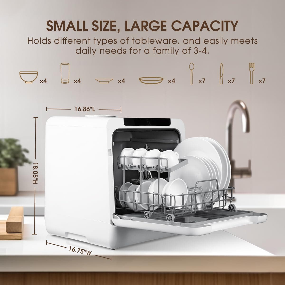 HAVA Table Top Dishwasher, New Upgraded Model Countertop Dishwasher 8 Wash Programs with Child Lock & Delayed Start Function, 5L Water Tank - No Hookup Needed — view 3