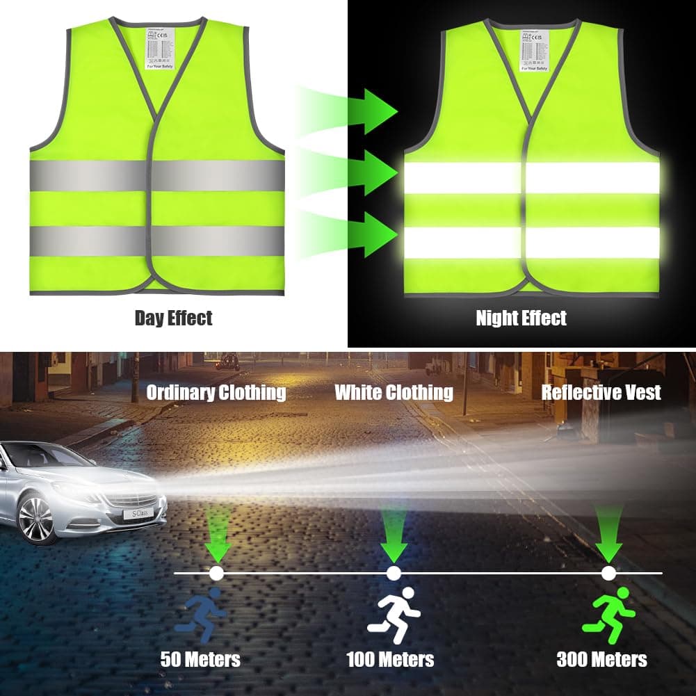 Chalecos Reflectantes para Niños, 2 Piezas Chaleco de Alta Visibilidad para Niños, Chaleco de Seguridad Verde para Niños Carrera, Viajes Escolares, Ciclismo, Amarillo Fluorescente — view 5