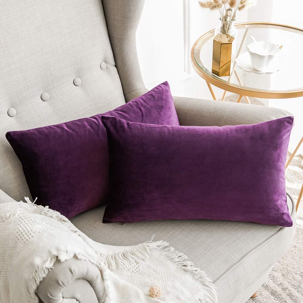 MIULEE Pack of 2 Fall Velvet Soft Solid Decorative Throw Pillow Covers Square Cushion Cases for Sofa Couch Bedroom Living Room Car Home Decor 18 x 18 Inch 45 x 45 cm Orange — view 24