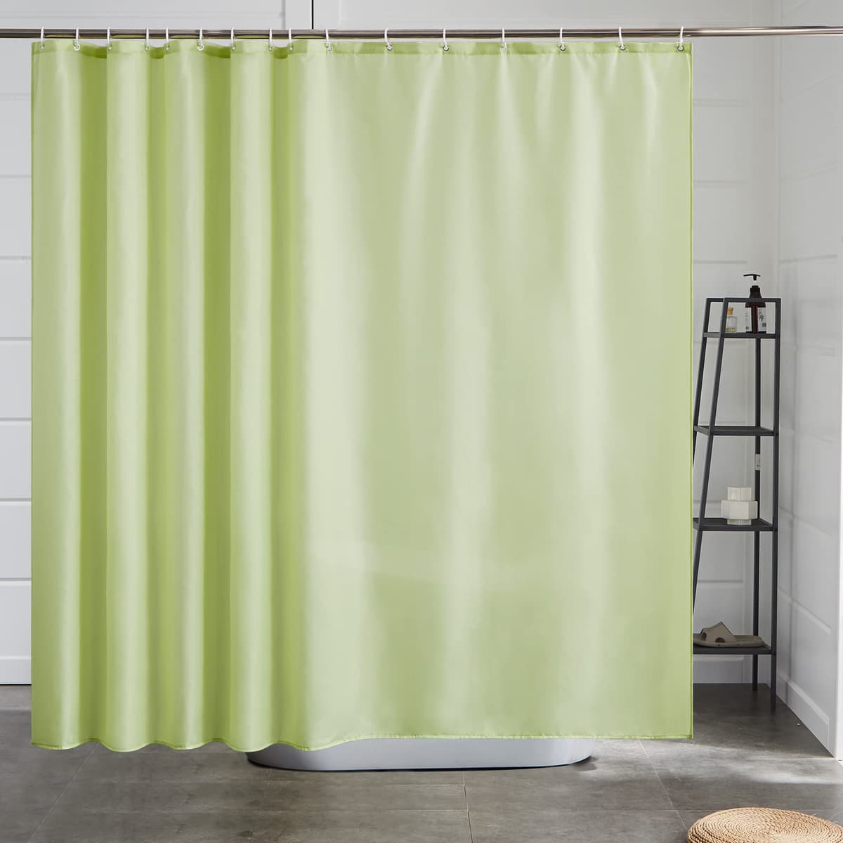 Furlinic Navy Shower Curtain Anti Mould Resistant Waterproof Bathroom Curtains Washable Polyester Fabric 90x180cm with Weight Tape for Bath Wet Room 35x72 Inch. — view 90