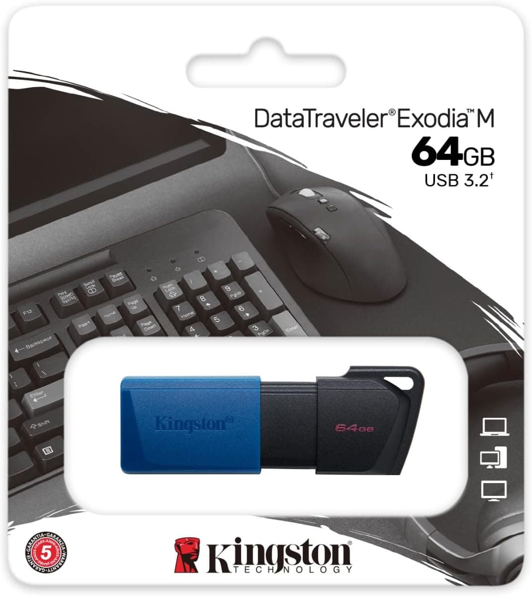 Kingston DataTraveler Exodia M USB 3.2 Gen 1 DTXM/64GB - with Moving Cap (Black + Blue) — view 5