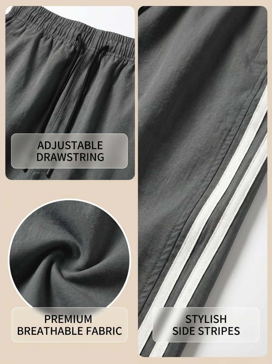 Pantalones de chándal holgados para hombre, pantalones casuales a rayas laterales, ropa de calle con bolsillos — view 2
