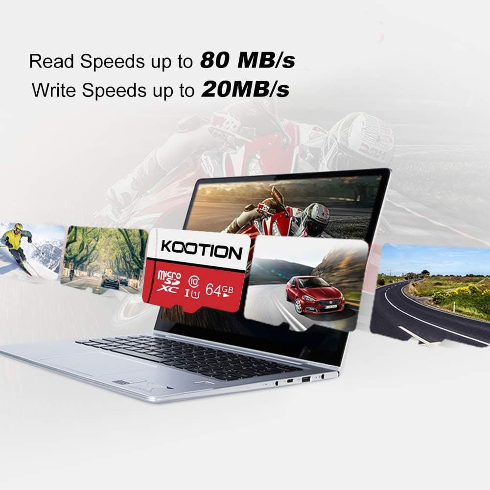 KOOTION 64GB Micro SD Card, UHD Video for GoPro, Action Camera, Drone, Smartphone, R/W up to 80/20MB/s MicroSDXC Memory Card UHS-I U1 Class 10 — view 2