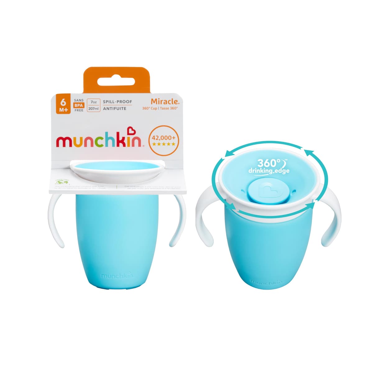 Munchkin Miracle 360 Sippy Cup | Trainer Toddler BPA Free Baby & Toddler Cups w.Handles | Non Spill | Dishwasher Safe Baby | Leakproof | 6+ Months| 7oz/207ml | 2 Pack | Blue/Green — view 13
