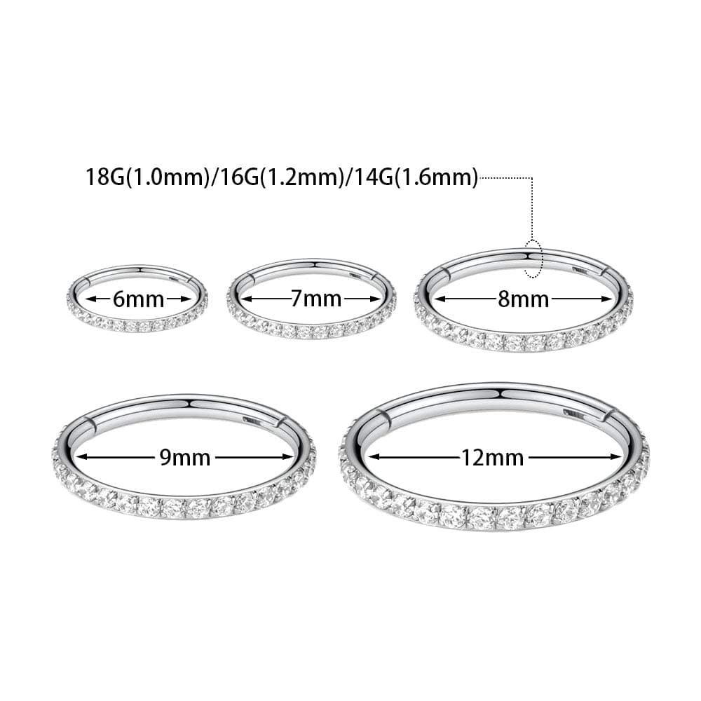 hengkaixuan CZ/Opal Nose Rings Conch Jewellery Septum Clicker 316L Surgical Steel Segment Ring Helix Cartilage Earrings Hoop Daith Tragus Rook Piercing Jewellery — view 2