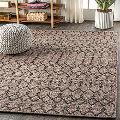 JONATHAN Y Moroccan Geometric Indoor Outdoor Area Rug 8X10 Natural/Black, Ourika Textured Weave for Backyard, Patio, Porch, Easy-Cleaning, High Traffic, Pet-Friendly, Non-Shedding (SMB108D-8) — view 2