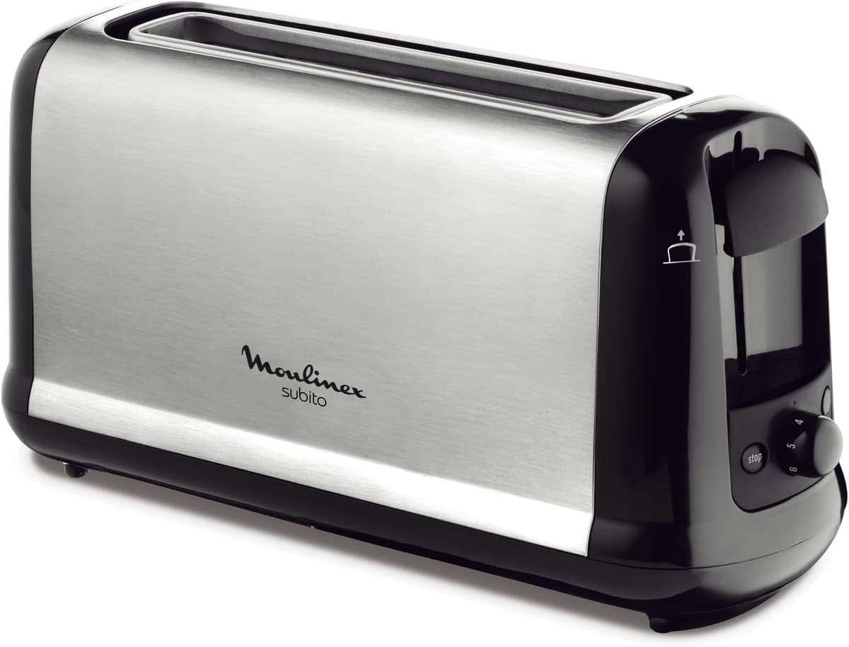 Moulinex Principio LS160111 - Tostadora de una ranura larga de 25 cm, bandeja recoge-migas con 7 niveles de tueste, modo de descongelación y botón apagado, para gran variedad de pan, Color Blanca — view 3