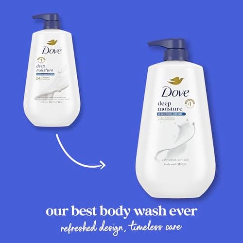 Dove Body Wash Deep Moisture for 24hr Lotion-Soft Skin Moisture Moisturizing Skin Cleanser with No Sulfates No Parabens 30.6 oz — view 3