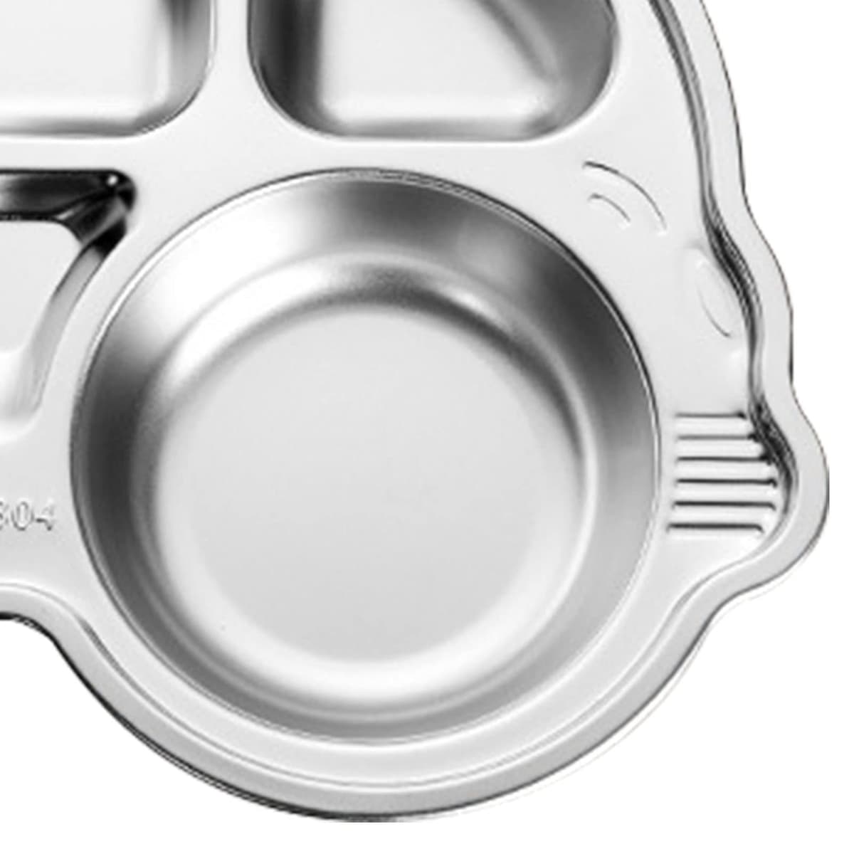 Stainless Steel Cartoon Divided Platter Fun Shape Drop Proof Dinner Tray for Kindergarten, Food Grade Plate for Kids Home Picnics Camping (Car) — view 8