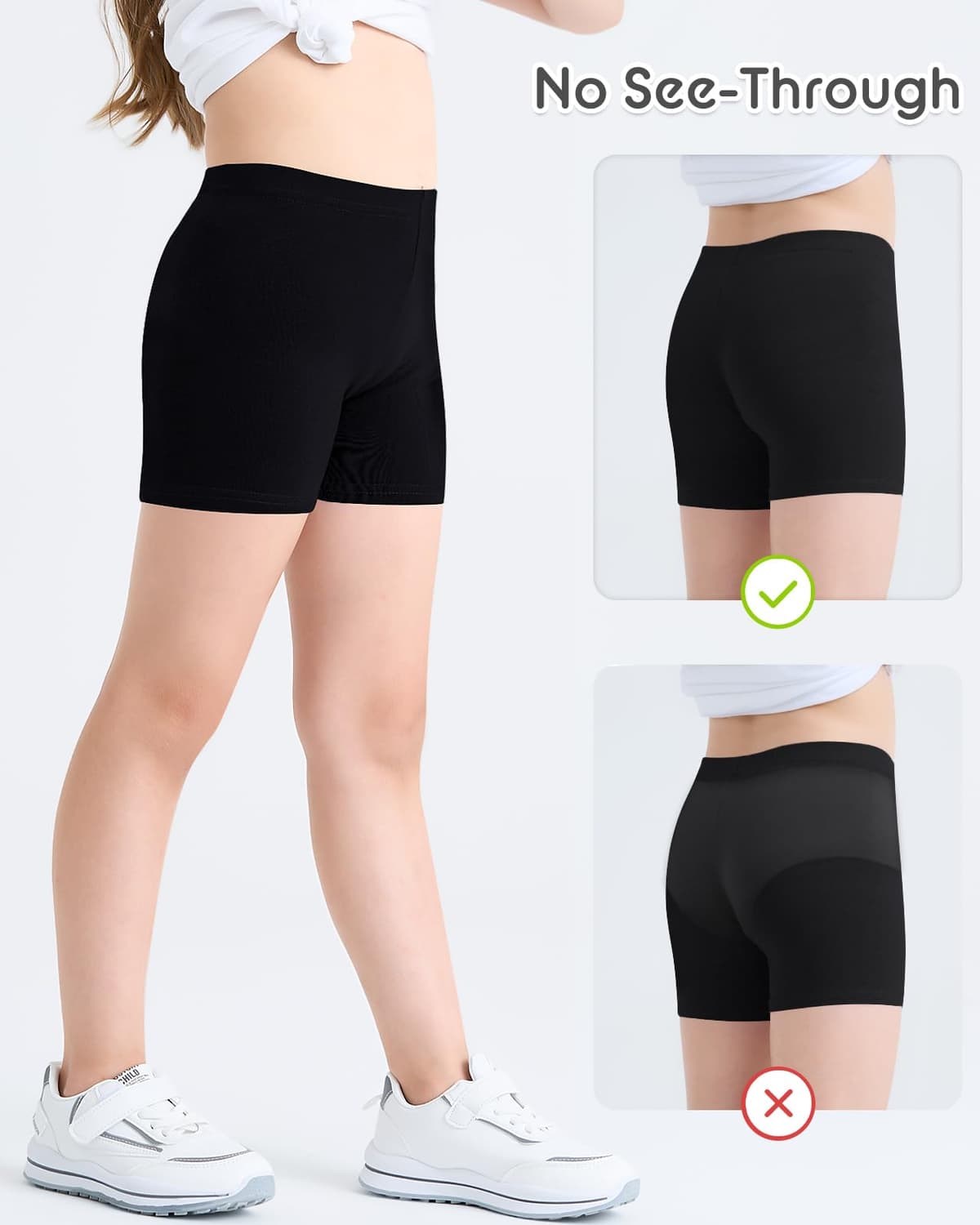 Adorel Girls Shorts Cycling Short Leggings Sports Cotton Summer Pack of 3 — view 4