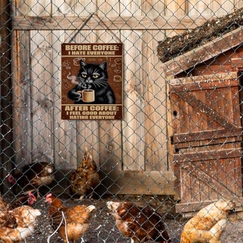 Before Coffee I Hate Everyone After Coffee I Feel Good About Hating Everyone Black Cat Hanging Plaque, 6.7 x 10 Inches Funny Wall Decor for Kitchen, Office, Home — view 3