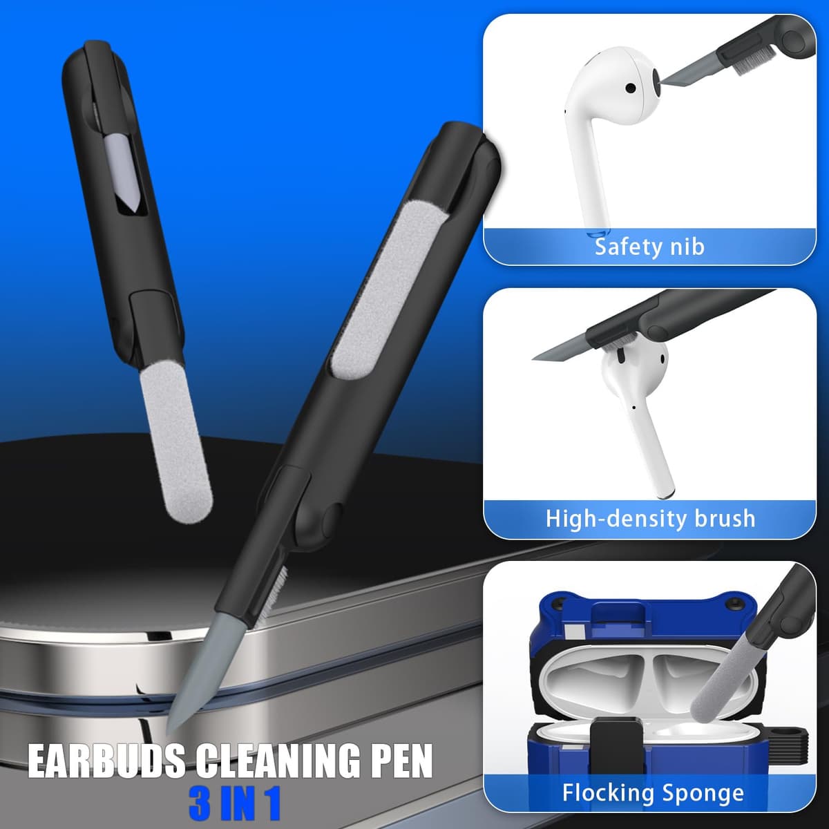 RFUNGUANGO Compatible con Airpods 4 Estuche (2024) con Kit de Limpieza, Clip de Bloqueo Seguro y Estuche de Protección a Prueba de Golpes para Airpods 4ta Generación Lanzamiento 2024,Cielo Estrellado — view 5