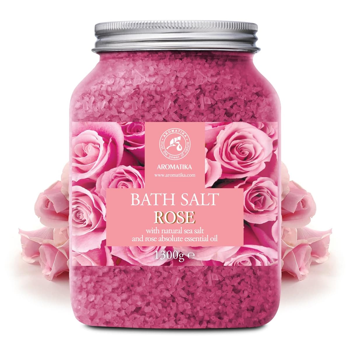 Rose Bath Salts 1300g - Natural Rosewood Oil & Rose Extract - Best for Relaxing - Good Sleep - Beauty - Bathing - Body Care - Wellness - Relax - Aromatherapy - Spa - De-Stress Bath Salts — view 2