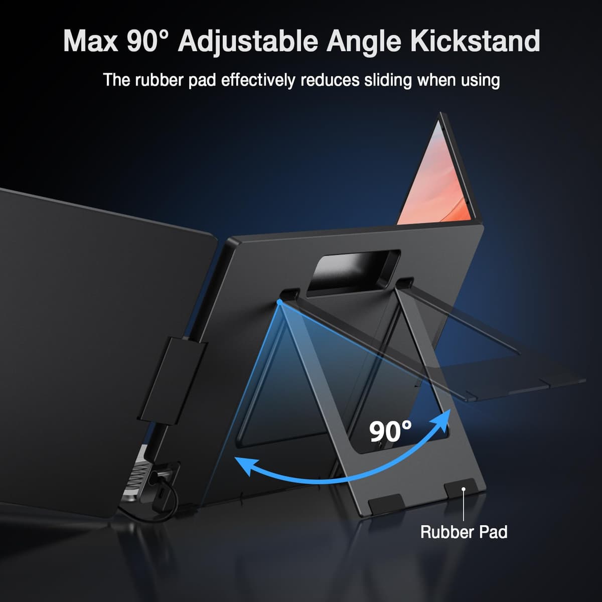 KYY 15.6" Laptop Screen Extender, 1080P FHD IPS Portable Monitor, One Cable USB-C Triple Monitor, Dual Travel Screen for 12"-17'' Laptops, 360° Rotation & Kickstand，X90D (Driver Need) — view 4