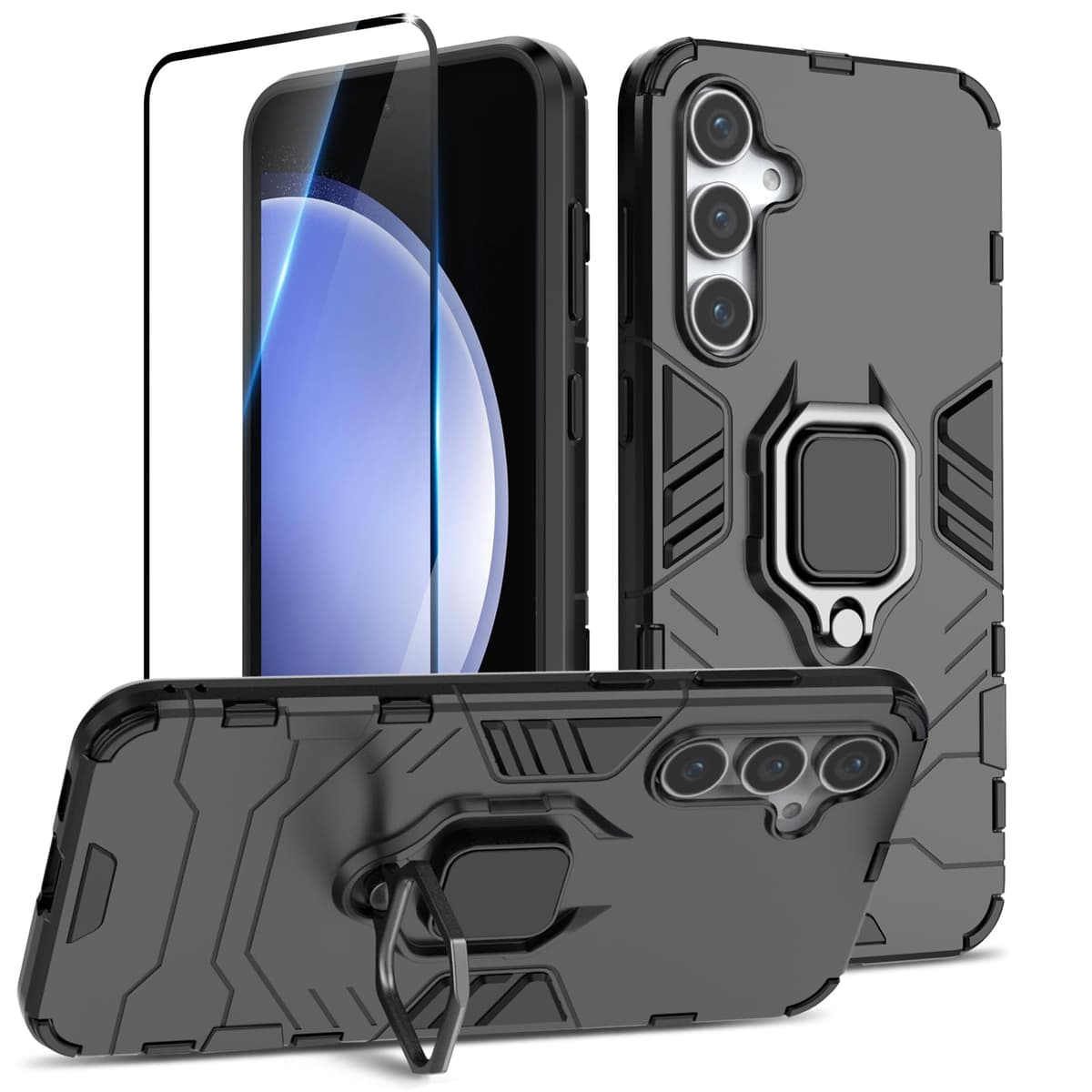 Funda para CMF Phone 2 Pro, Carcasa Antigolpes con Soporte anular metálico, Case Protectora de Grado Militar, Negro — view 303