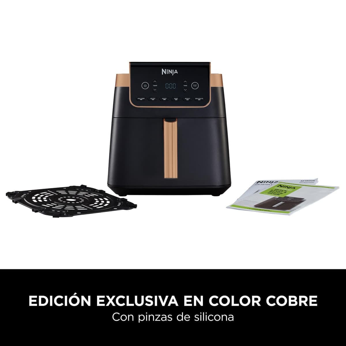 Ninja MAX PRO Freidora de aire, 6,2L, sin aceite, cajón individual, tamaño familiar, Asar, Hornear, Freír con aire, cajón antihaderente apto lavavajilllas, pinzas de silicona, negro/cobre, AF180EUCP — view 2