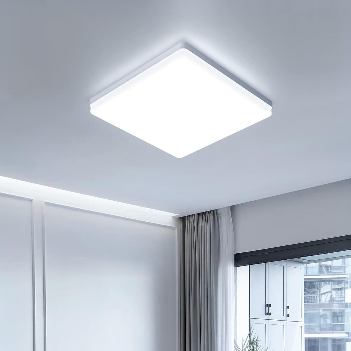 EASY EAGLE LED Lámpara de Techo 48W 4800LM Moderna Cuadrada Plafón Luz Led 6500K Lámpara Panel IP44 Impermeable para Baño Sala Dormitorio Cocina Oficina Comedor Ø30CM — view 27
