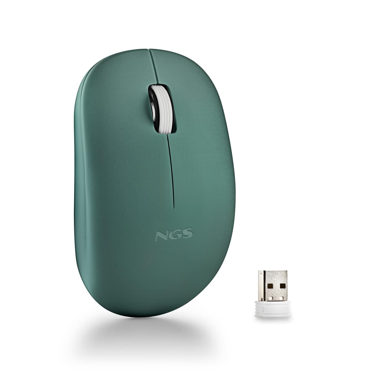 NGS Fog Pro Green – Ratón Inalámbrico Óptico 1000 dpi, Nano USB, Botones Silenciosos, Plug & Play, Ambidiestro, Compatible con PC, Mac y Portátil, Verde