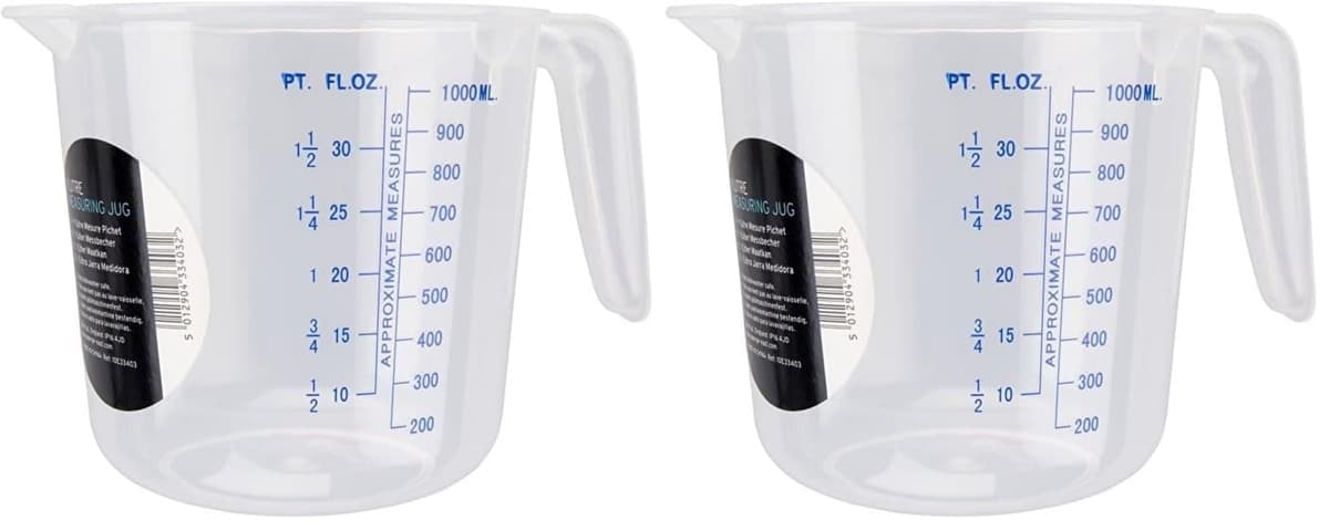Chef Aid 1 Litre Plastic Measuring Jug, BPA-Free, Transparent Liquid Measuring Cup with Easy-Read Markings, Ideal for Cooking, Baking, and Food Preparation — view 5