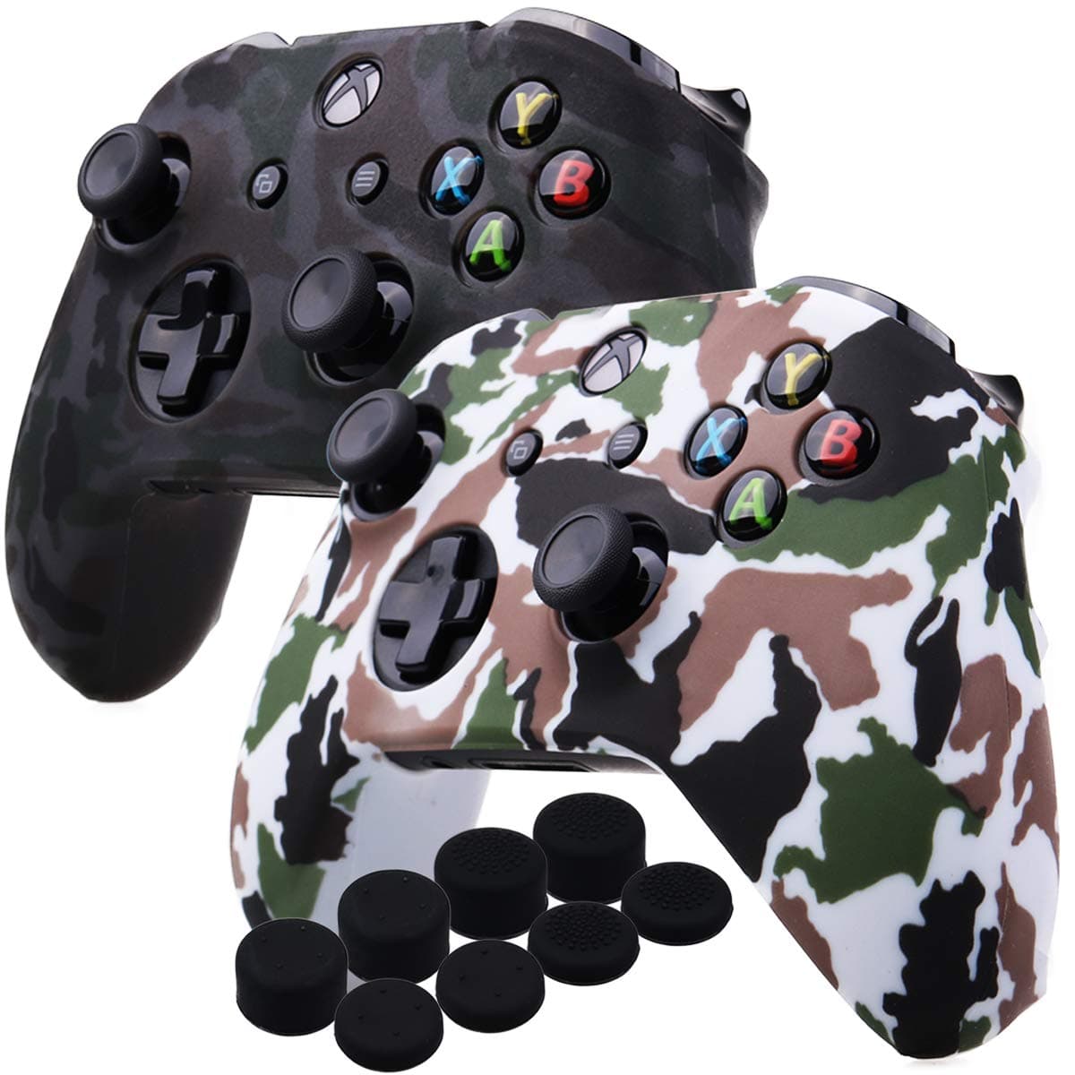 Yorha Impresión Caucho de Silicona Funda Skin Case Carcasas Piel para Xbox One S/X Mando Controller x 1 (Calavera comica) con Agarres para el Pulgar Thumb Grip Pro x 8 — view 10