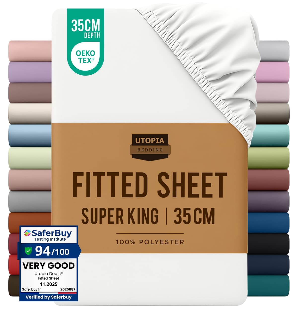 Utopia Bedding Fitted Sheet King, Grey - Deep Pocket 14 inch (35 cm) - Easy Care - OEKO-TEX Certified - Soft Brushed Microfibre Fabric - Shrinkage and Fade Resistant - Bottom Sheet — view 46